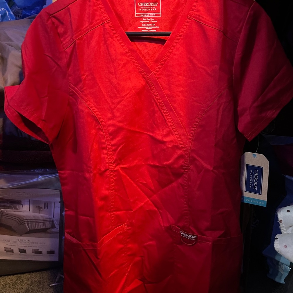 Red Scrub Top